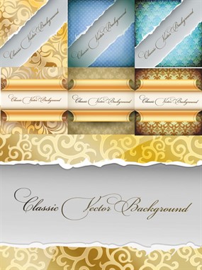 撕痕花纹壁纸矢量图